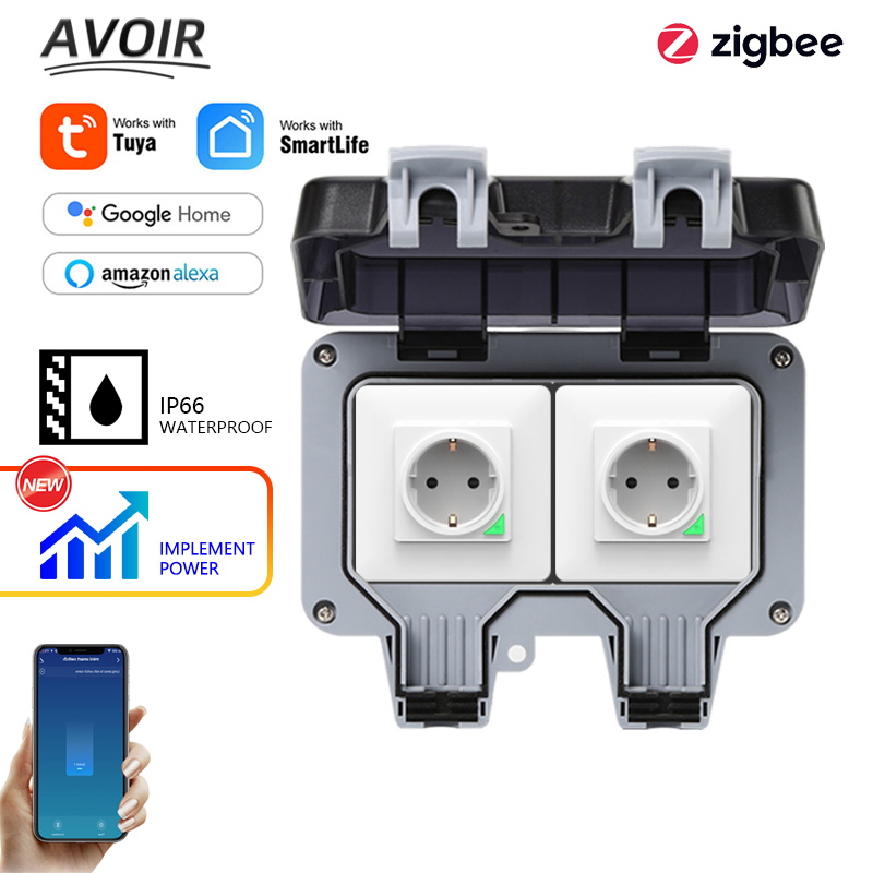 Timer Dual Outlet - Avoir Tuya Zigbee Điện Ổ Cắm