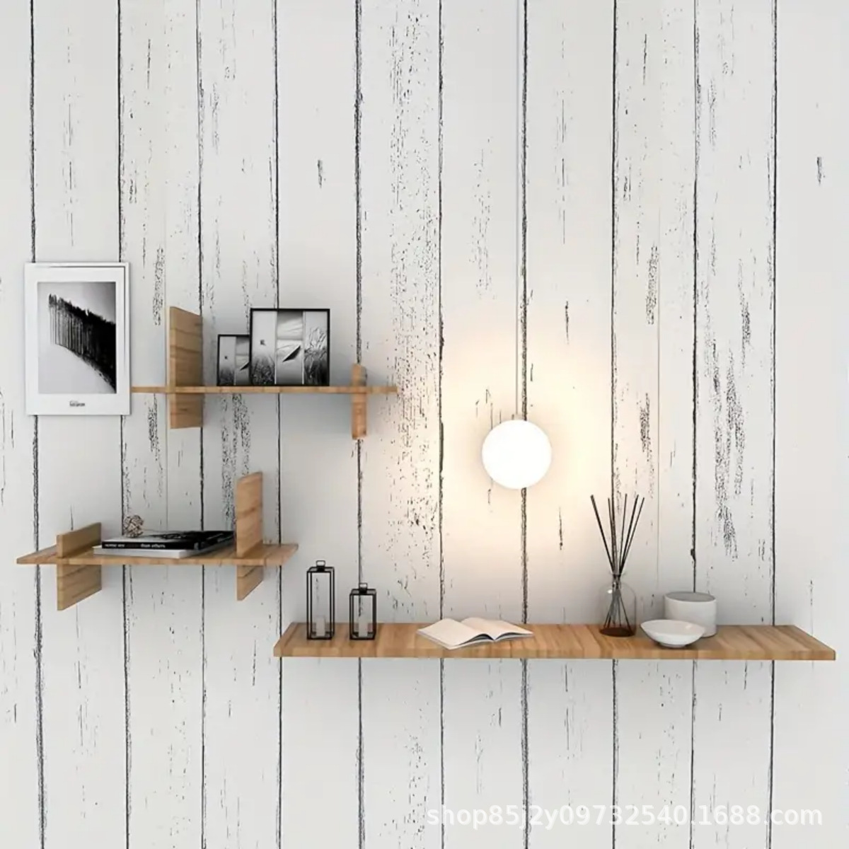 Retro White Wallpaper Wooden P - đánh giá và giá Pvc Panel Background
