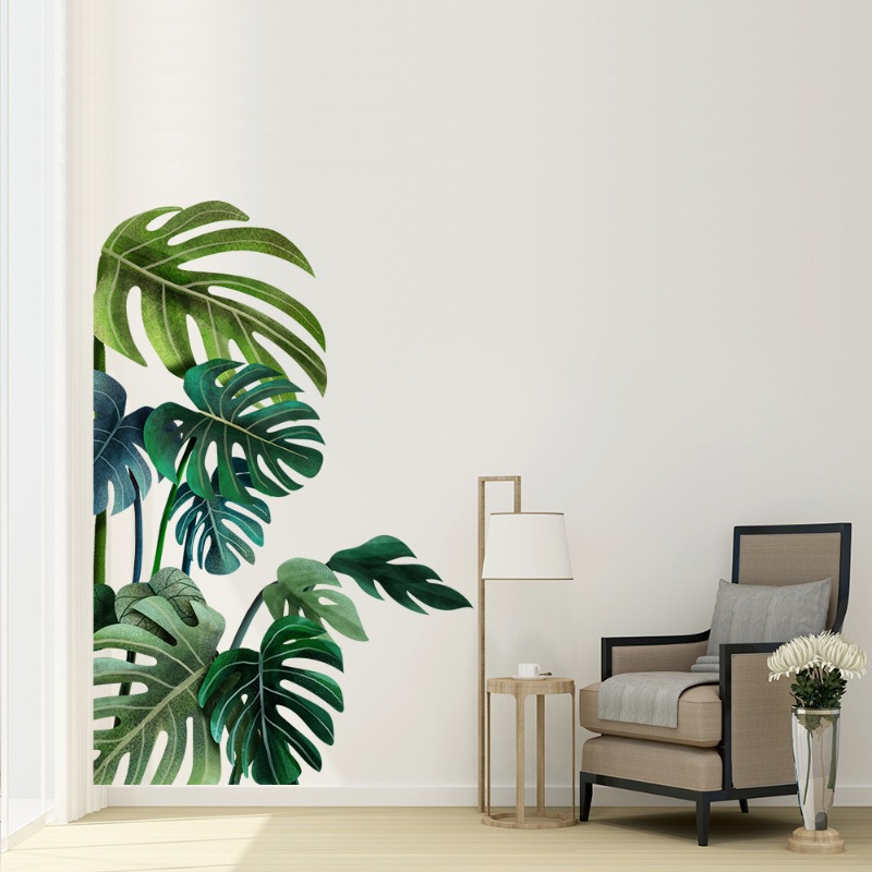 Large Nordic Green Leaf Wall S - đánh giá và giá Pvc Panel Background